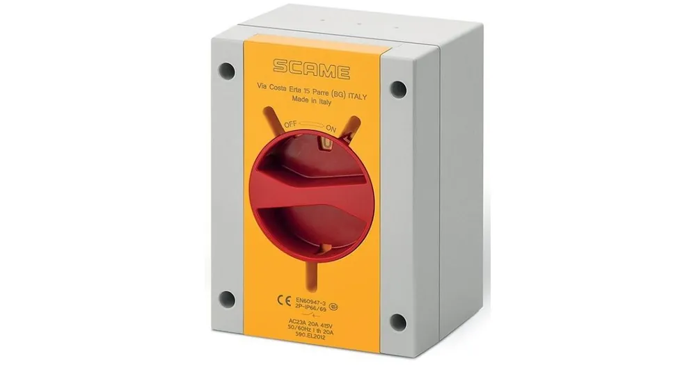 Spínač ISOLATOR 32A 3P IP66/IP69 plast bezpečnostní SCAME - 590.EM3213 Cenový Hit