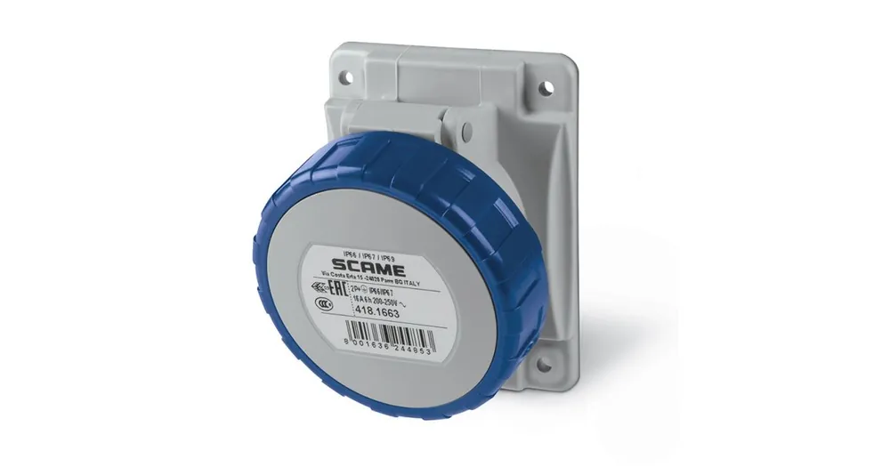 Zásuvka vestavná OPTIMA šikmá, 2P+E, 230V/ 16A, IP67 SCAME - 418.1663 Víkendová Akce
