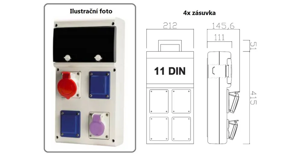 Tovární Cena Zásuvková rozvodnice SELV, jištěná, 4x zásuvka, IP44 SCAME - 632.1225-012