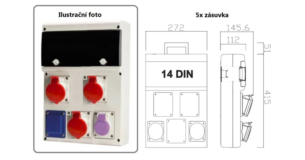 Zásuvková rozvodnice SELV, jištěná, s chráničem, 5x zásuvka, IP44 SCAME - 632.31152-111F2 Nejlepší Cena