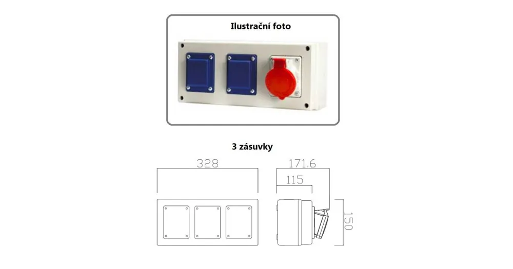 Originální Zásuvková rozvodnice bez možnosti jištění, 3x zásuvka, IP44 SCAME - D131.0030