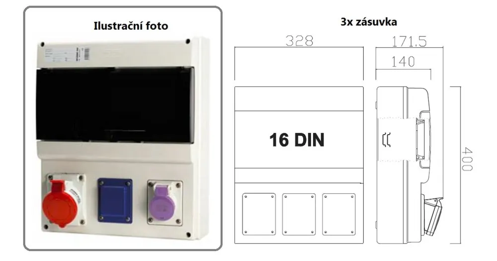 Nejlepší Volba Zásuvková rozvodnice SELV, jištěná, 3x zásuvka, IP44 SCAME - D431.100101-1