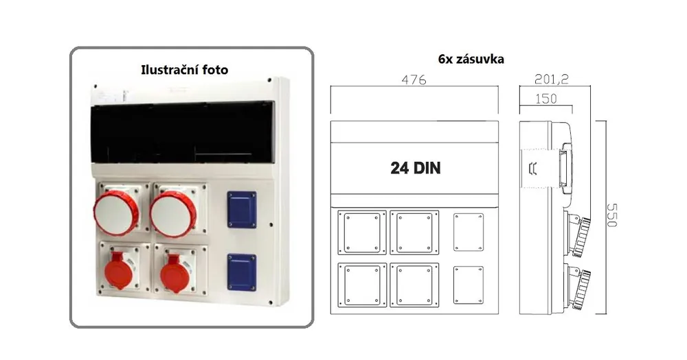 Jen Po Omezenou Doba Zásuvková rozvodnice jištěná, s chráničem, 6x zásuvka, IP44 SCAME - D581.000240-1